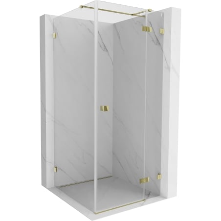 Mexen Lunar T rechte, schwenkbare Duschkabine 90 x 90 cm, transparent, gold - 834T-090-090-50-00-P