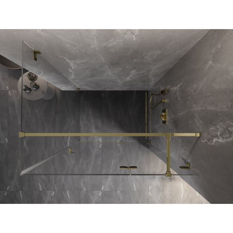 Mexen Lunar T duschkabine mit rechter Tür, 90 x 100 cm, transparent, gold - 834T-090-100-50-00-P