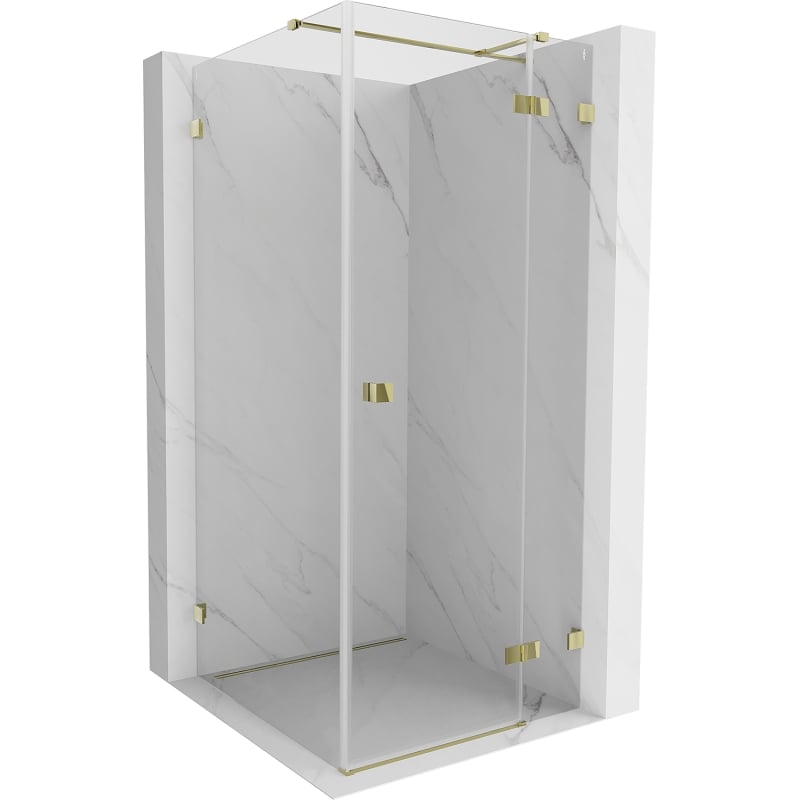 Mexen Lunar T Rechte, aufklappbare Duschkabine 100 x 100 cm, transparent, gold - 834T-100-100-50-00-P