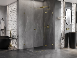 Mexen Lunar T duschkabine rechts schwenkbar 100 x 110 cm, transparent, gold - 834T-100-110-50-00-P