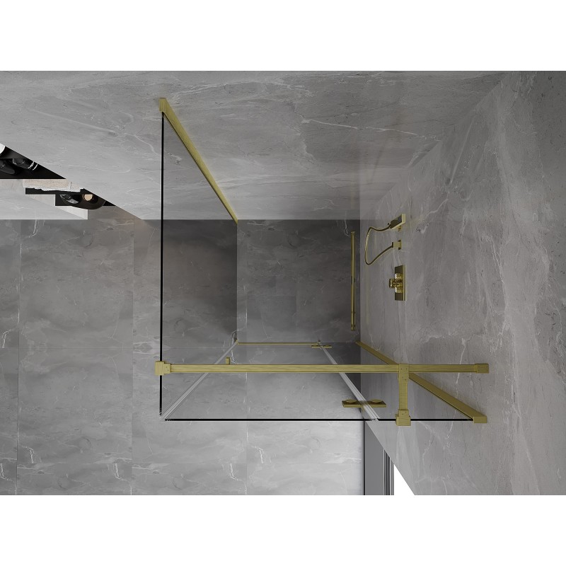 Mexen Mist-H T Duschkabine Schwingtür rechts 80 x 80 cm, transparent, gebürstet Gold - 8A5T-080-080-55-00-P