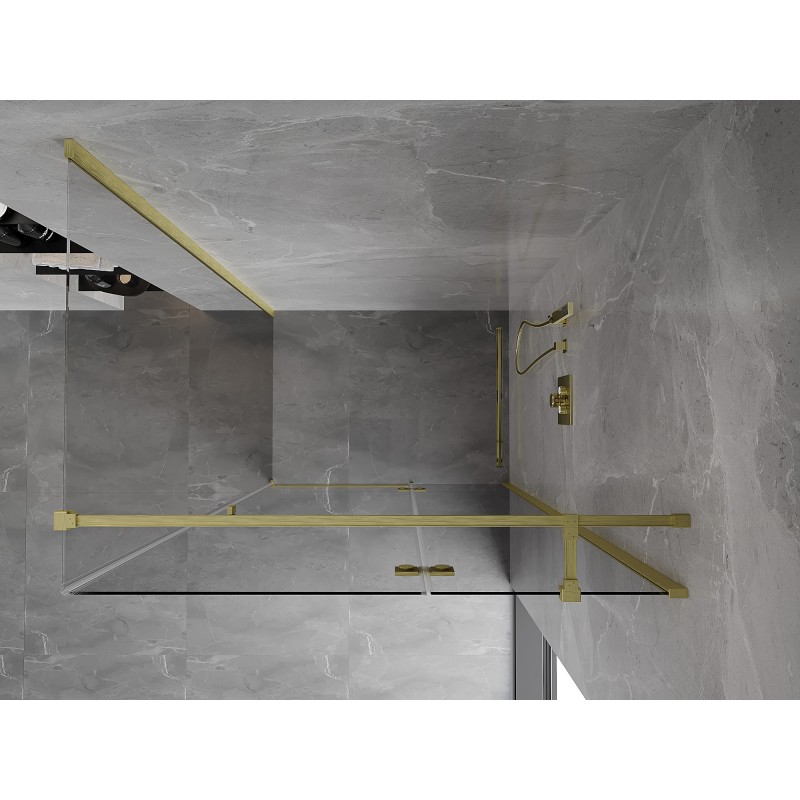 Mexen Mist-H T Duschkabine schwenkbar rechts 80 x 70 cm, transparent, gebürstetes Gold - 8A5T-080-070-55-00-P