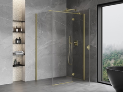 Mexen Mist-H T Duschkabine, rechte Öffnung, 105 x 85 cm, transparent, gebürstetes Gold - 8A5T-105-085-55-00-P
