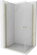 Mexen Pretoria Duo-Duschkabine, schwenkbar, 80 x 70 cm, transparent, gold - 852-080-070-50-00-02