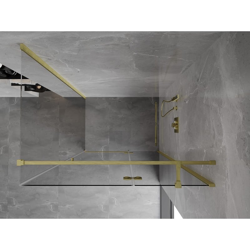 Mexen Mist-H T Duschtür rechts 80 x 100 cm, transparent, gebürstetes Gold - 8A5T-080-100-55-00-P