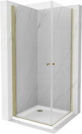 Mexen Pretoria Duo-Pendelduschkabine 70 x 70 cm, transparent, Gold + Flat-Duschwanne - 852-070-070-50-02-4010G