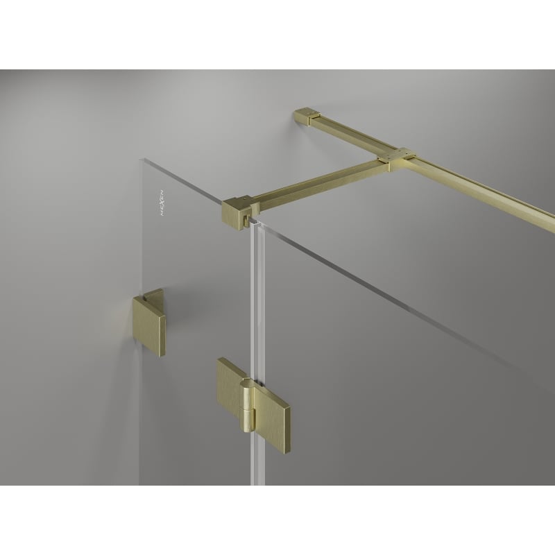 Mexen Lunar T linke, aufklappbare Duschkabine 75 x 80 cm, transparent, gebürstetes Gold - 834T-075-080-55-00-L