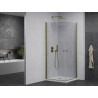 Mexen Pretoria Duo-Pendelduschkabine 70 x 70 cm, transparent, Gold + Flat-Duschwanne - 852-070-070-50-02-4010G