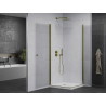 Mexen Pretoria Duo-Pendelduschkabine 70 x 70 cm, transparent, Gold + Flat-Duschwanne - 852-070-070-50-02-4010G