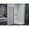 Mexen Pretoria Duo Duschkabine 80 x 70 cm, transparent, Gold + Flat Duschwanne - 852-080-070-50-02-4010G