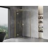 Mexen Mist-H T Duschkabine schwenkbar links 100 x 100 cm, transparent, gebürstetes Gold - 8A5T-100-100-55-00-L