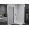 Mexen Pretoria Duo Duschkabine schwenkbar 90 x 80 cm, transparent, gold + Flat Duschwanne - 852-090-080-50-02-4010G