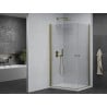 Mexen Pretoria Duo Duschkabine schwenkbar 90 x 80 cm, transparent, gold + Flat Duschwanne - 852-090-080-50-02-4010G