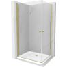 Mexen Pretoria Duo Duschkabine schwenkbar 90 x 80 cm, transparent, gold + Flat Duschwanne - 852-090-080-50-02-4010G