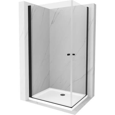 Mexen Pretoria Duo Duschkabine 80 x 70 cm, transparent, schwarz + Flat Duschwanne - 852-080-070-70-02-4010B