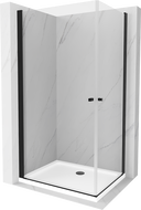 Mexen Pretoria Duo Duschkabine 80 x 70 cm, transparent, schwarz + Flat Duschwanne - 852-080-070-70-02-4010B