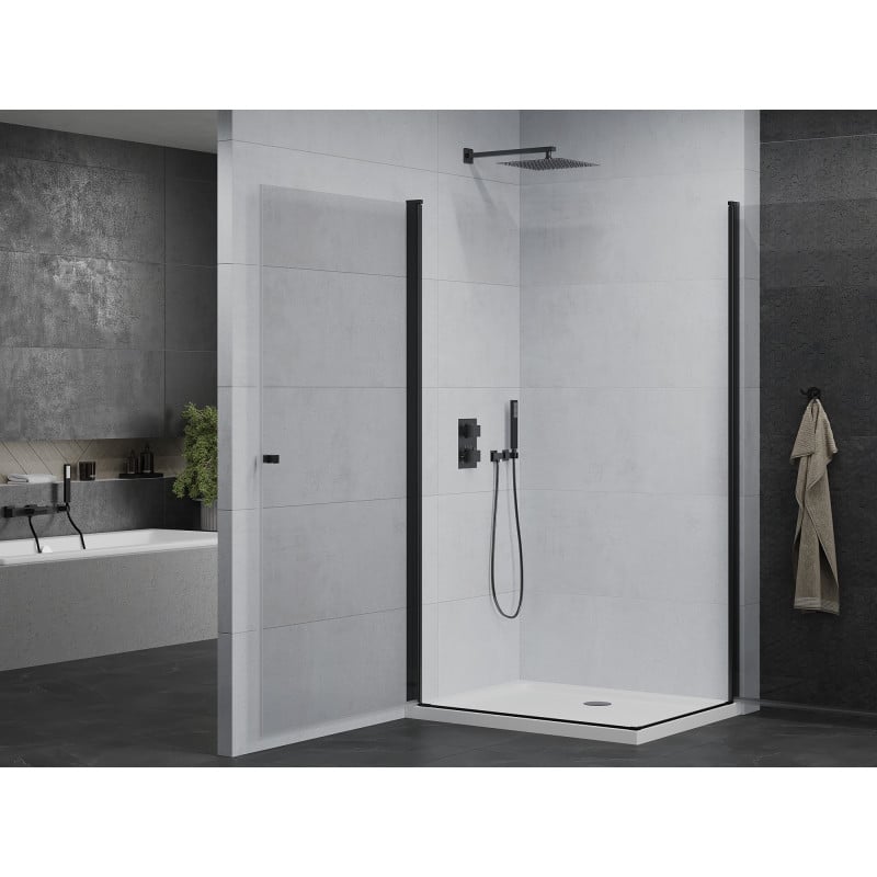 Mexen Pretoria Duo Duschkabine 80 x 70 cm, transparent, schwarz + Flat Duschwanne - 852-080-070-70-02-4010B