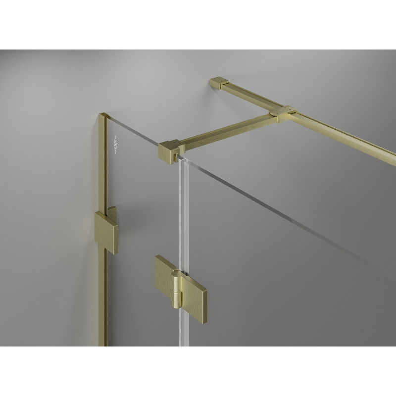 Mexen Lunar T Duschkabine Pendeltür links 75 x 100 cm, Transparent, Gold gebürstet - 834T-075-100-55-00-L