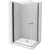 Mexen Pretoria Duo Duschkabine, schwenkbar, 90 x 80 cm, transparent, schwarz + Duschwanne Flat - 852-090-080-70-02-4010B