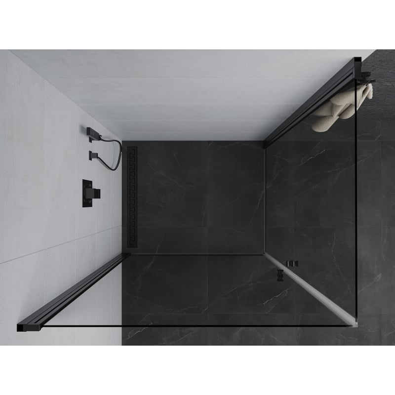 Mexen Pretoria Duo Duschkabine, aufklappbar, 100 x 90 cm, transparent, schwarz - 852-100-090-70-00-02