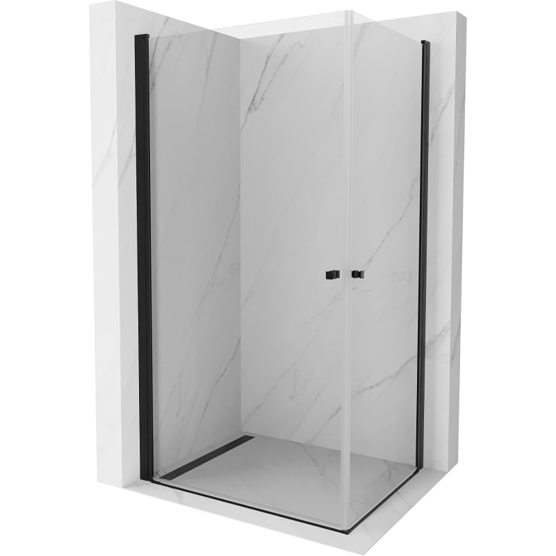 Mexen Pretoria Duo Duschkabine, aufklappbar, 100 x 90 cm, transparent, schwarz - 852-100-090-70-00-02