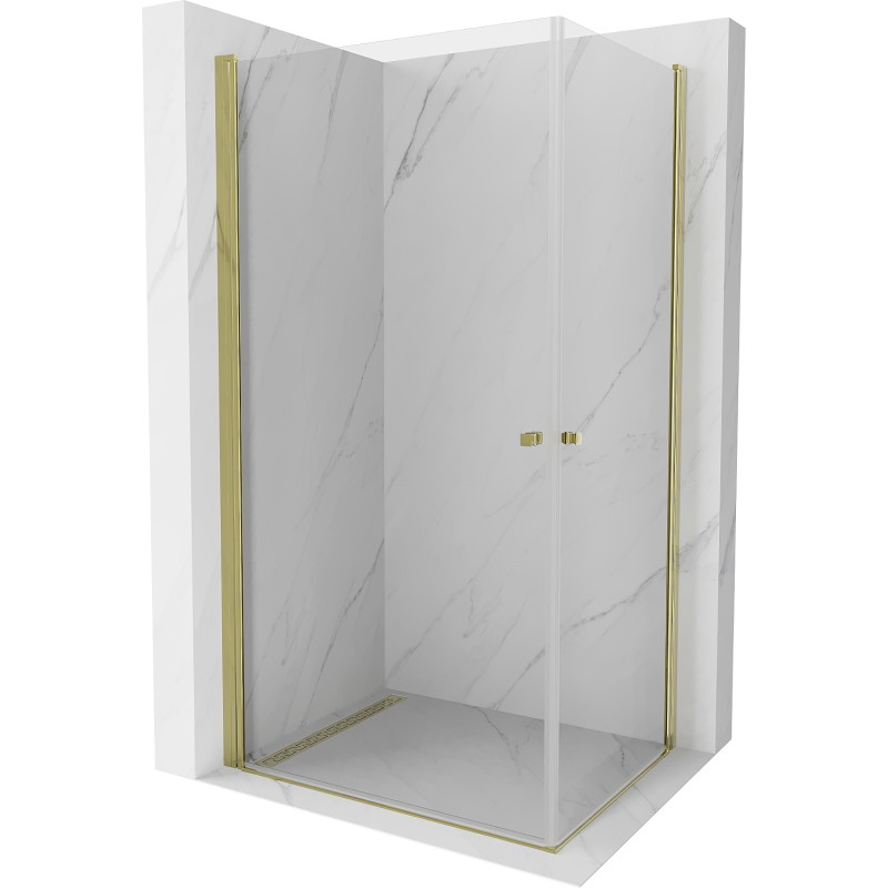 Mexen Pretoria Duo Duschkabine, schwenkbar 100 x 90 cm, transparent, gold - 852-100-090-50-00-02