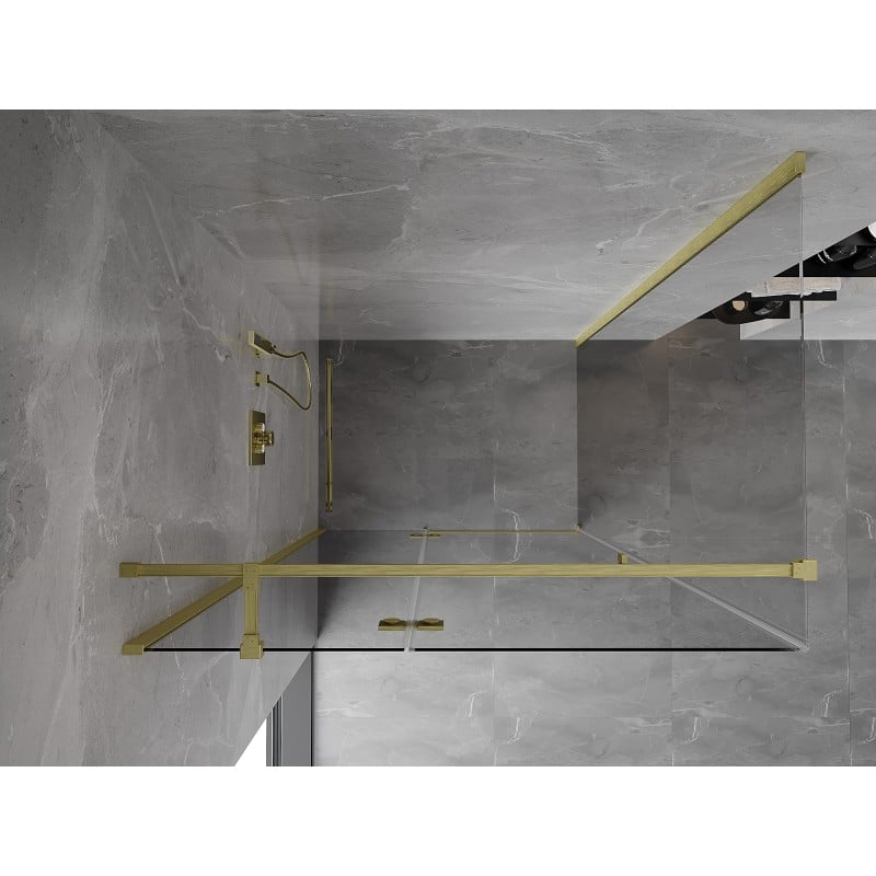 Mexen Mist-H T Duschkabine Schwenktür links 100 x 80 cm, transparent, gebürstetes Gold - 8A5T-100-080-55-00-L