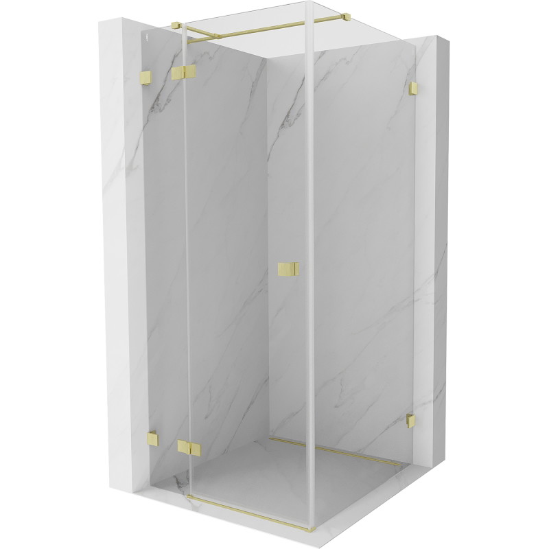 Mexen Lunar T Duschkabine mit Türanschlag links 90 x 90 cm, transparent, gebürstetes Gold - 834T-090-090-55-00-L