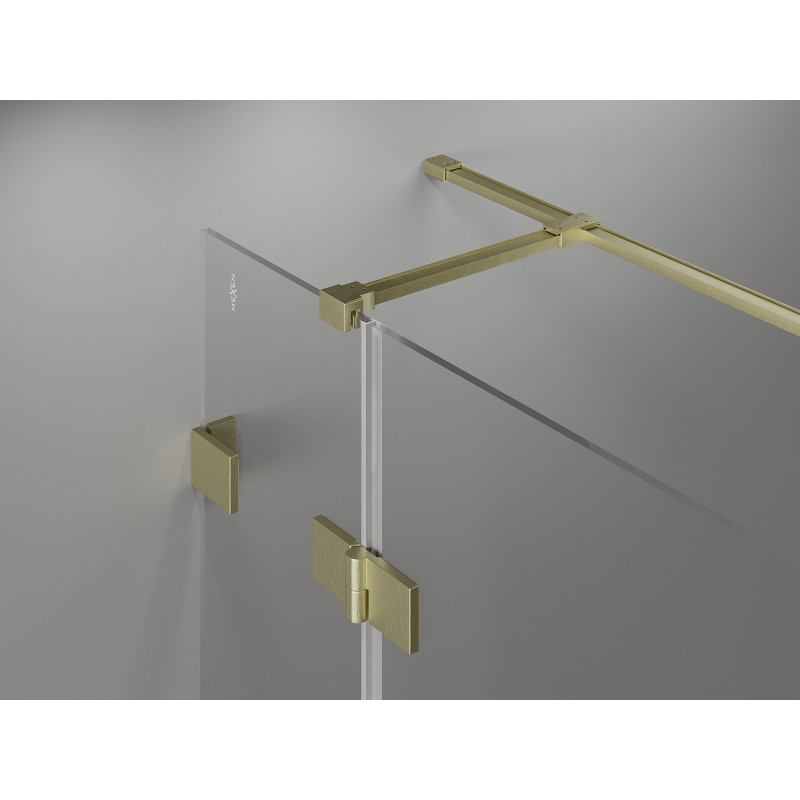 Mexen Lunar T Duschkabine, schwenkbar, rechts, 75 x 80 cm, transparent, Gold gebürstet - 834T-075-080-55-00-P