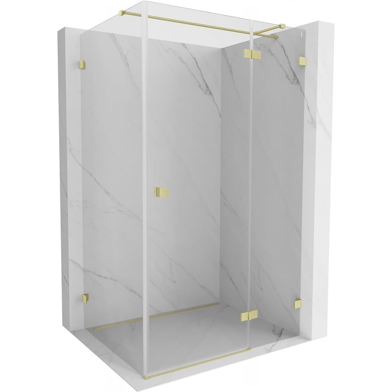 Mexen Lunar T rechte Duschkabine 80 x 110 cm, transparent, gebürstetes Gold - 834T-080-110-55-00-P