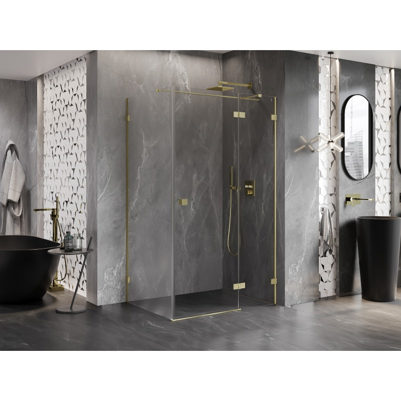 Mexen Lunar T Duschkabine rechts öffnend 85 x 80 cm, transparent, gebürstetes Gold - 834T-085-080-55-00-P