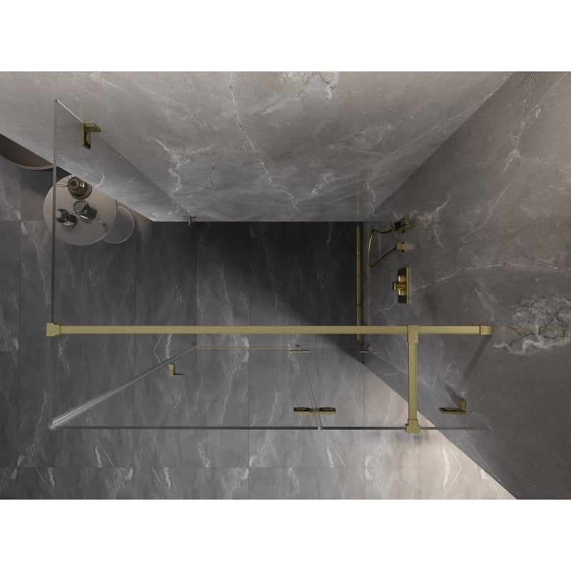 Mexen Lunar T Duschkabine mit Tür, rechts, 85 x 110 cm, transparent, gebürstetes Gold - 834T-085-110-55-00-P