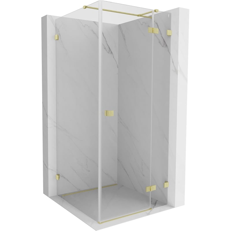 Mexen Lunar T Duschkabine rechts schwenkbar 90 x 90 cm, transparent, gebürstetes Gold - 834T-090-090-55-00-P