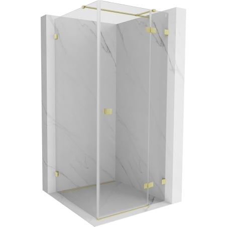 Mexen Lunar T Dusche Kabine schwenkbar rechts 100 x 100 cm, transparent, gold gebürstet - 834T-100-100-55-00-P