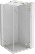 Mexen Lunar T Dusche Kabine schwenkbar rechts 100 x 100 cm, transparent, gold gebürstet - 834T-100-100-55-00-P
