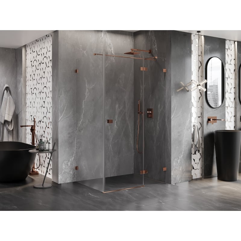 Mexen Lunar T Rechtsanschlag-Duschkabine 70 x 100 cm, transparent, Roségold - 834T-070-100-60-00-P