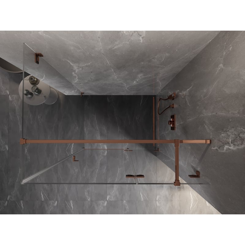 Mexen Lunar T Duschkabine, rechts öffnend, 75 x 80 cm, transparent, Roségold - 834T-075-080-60-00-P