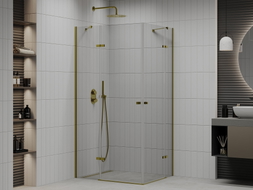 Mexen Roma Duo Duschkabine, Drehbar 80 x 70 cm, Transparent, Gold - 854-080-070-50-00-02