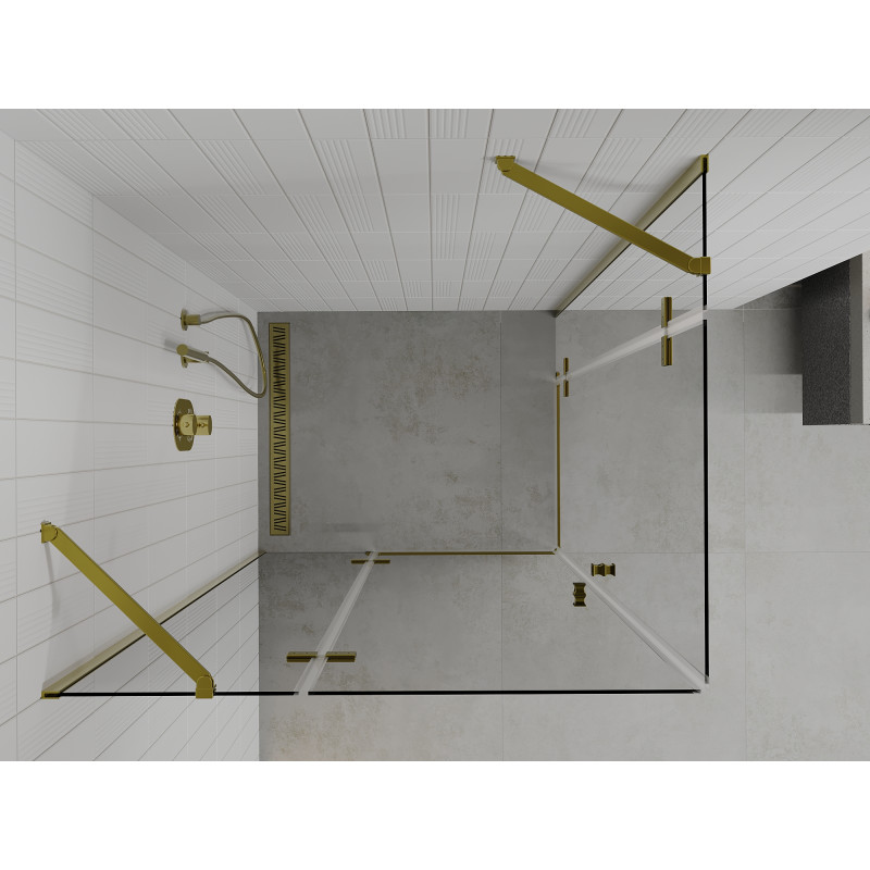 Mexen Roma Duo Duschkabine, Drehbar 80 x 70 cm, Transparent, Gold - 854-080-070-50-00-02