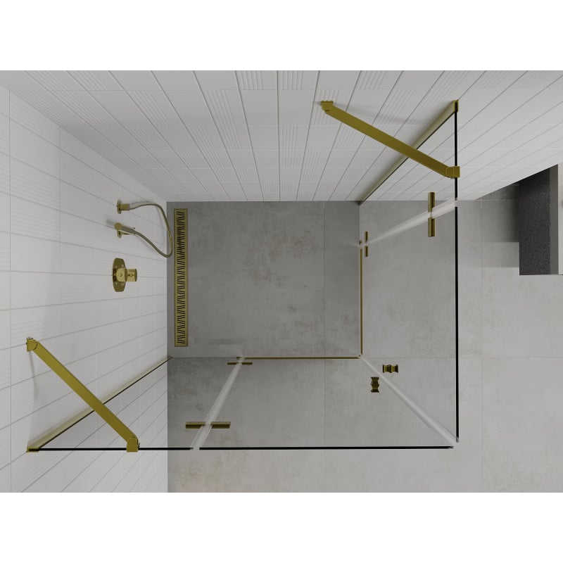 Mexen Roma Duo Duschkabine schwenkbar 90 x 80 cm, transparent, gold - 854-090-080-50-00-02