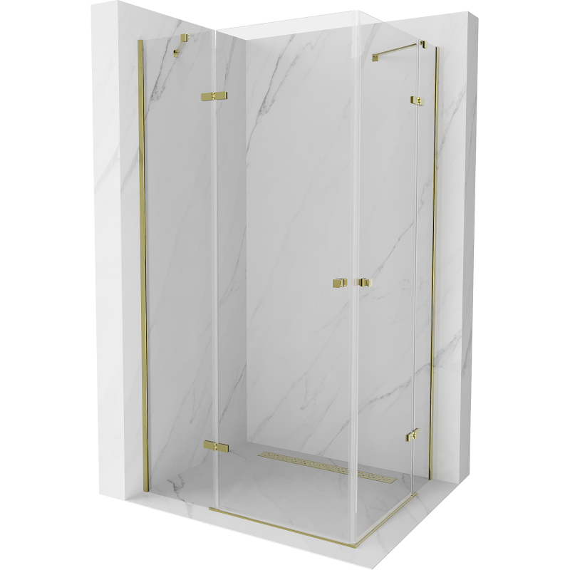 Mexen Roma Duo Duschkabine schwenkbar 90 x 80 cm, transparent, gold - 854-090-080-50-00-02