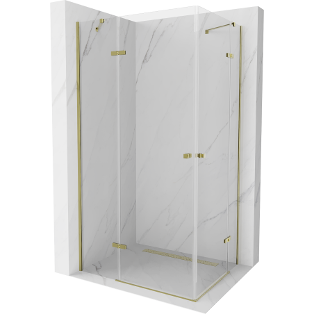 Mexen Roma Duo Duschkabine schwenkbar 90 x 80 cm, transparent, gold - 854-090-080-50-00-02