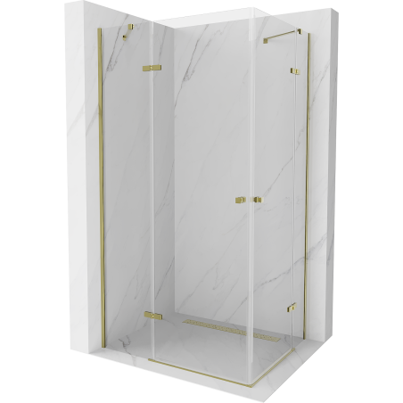 Mexen Roma Duo kippbare Duschabtrennung 90 x 80 cm, Transparent, Gold - 854-090-080-50-00-02