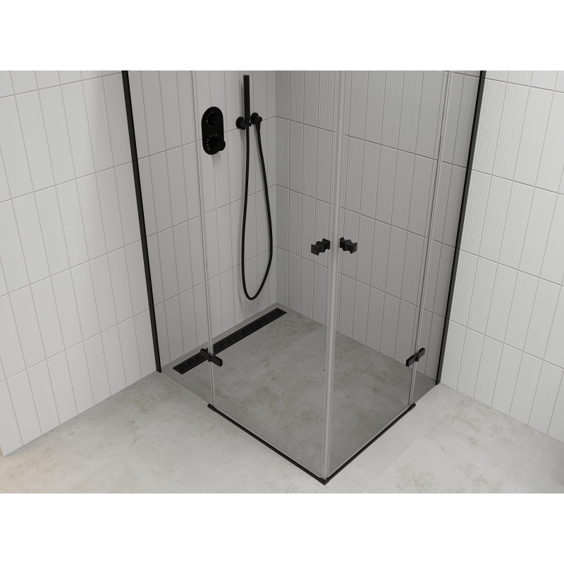 Mexen Roma Duo Duschkabine zum Klappen 80 x 70 cm, transparent, schwarz - 854-080-070-70-00-02