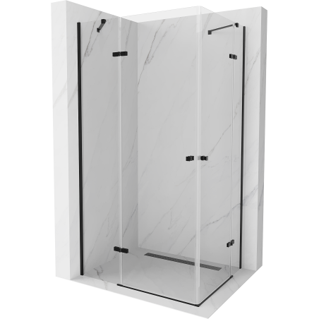Mexen Roma Duo Duschkabine zum Klappen 80 x 70 cm, transparent, schwarz - 854-080-070-70-00-02