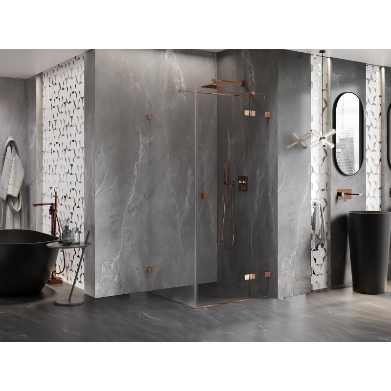 Mexen Lunar T rechte Duschkabine 90 x 90 cm, transparent, roségold - 834T-090-090-60-00-P
