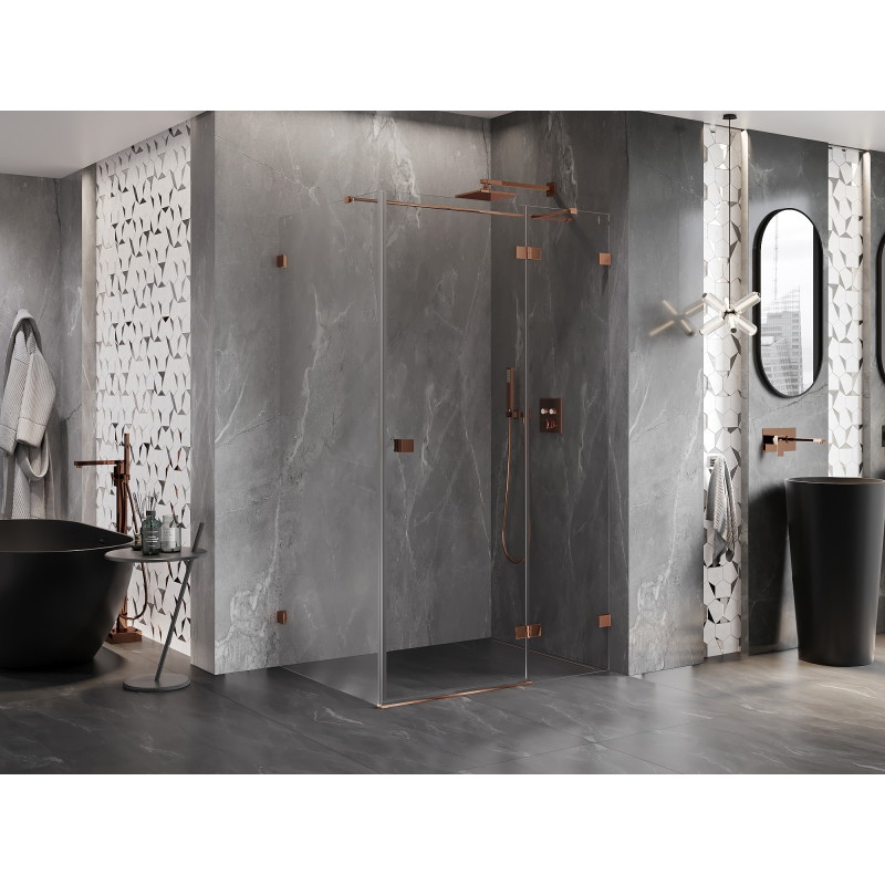Mexen Lunar T Duschkabine Klappbar Rechts 90 x 100 cm, Transparent, Roségold - 834T-090-100-60-00-P