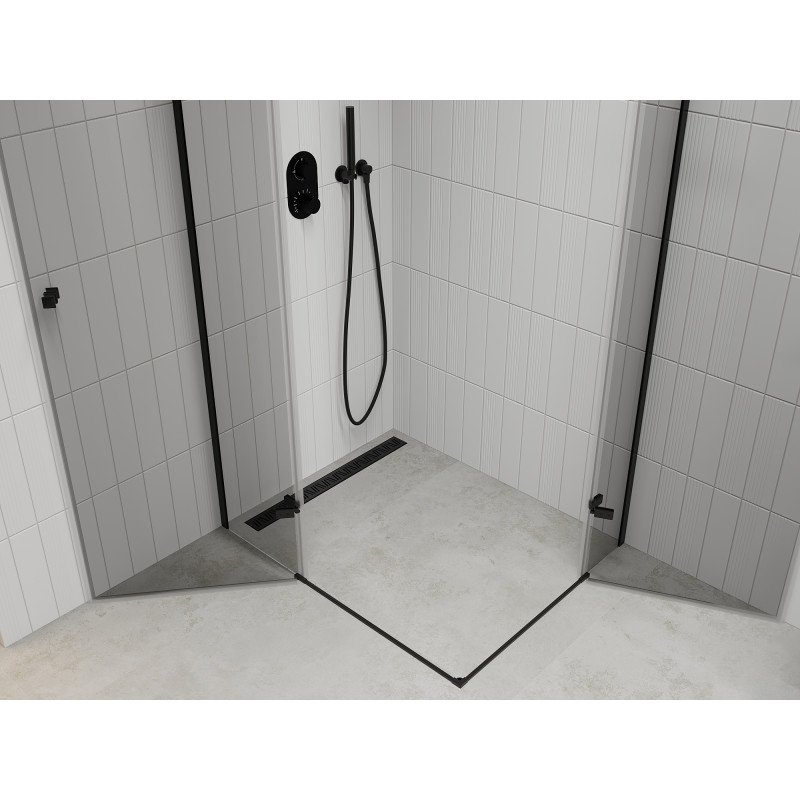 Mexen Roma Duo Duschkabine klappbar 90 x 80 cm, transparent, schwarz - 854-090-080-70-00-02