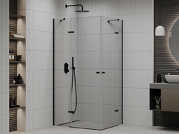 Mexen Roma Duo Duschkabine klappbar 90 x 80 cm, transparent, schwarz - 854-090-080-70-00-02