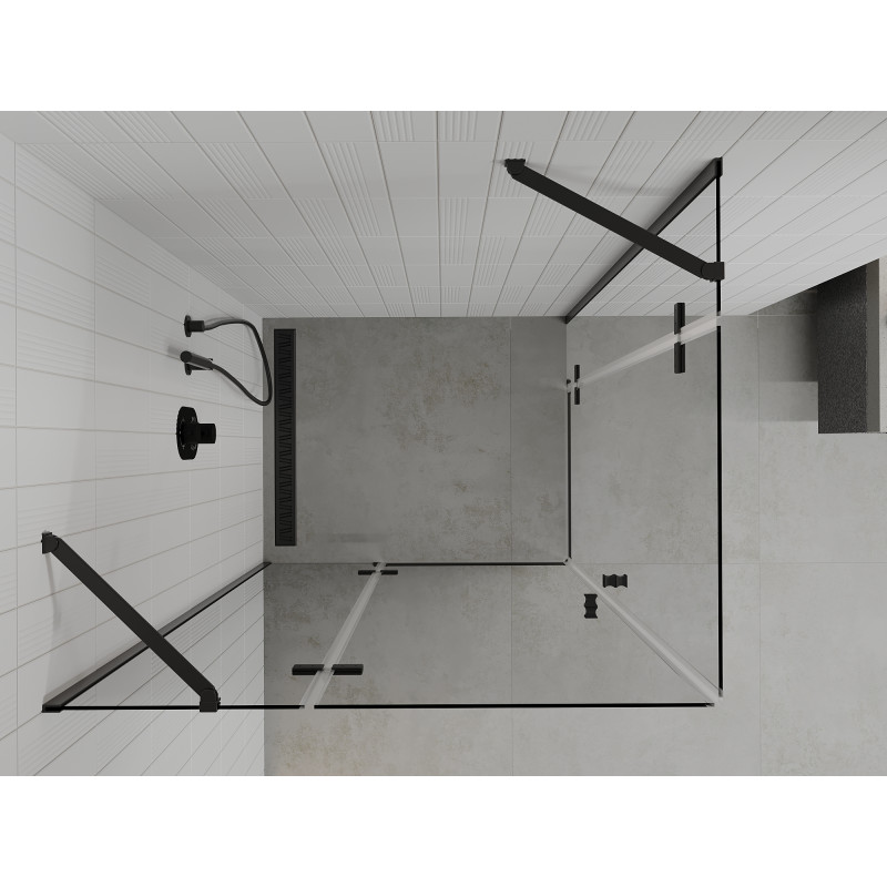 Mexen Roma Duo Duschkabine klappbar 90 x 80 cm, transparent, schwarz - 854-090-080-70-00-02
